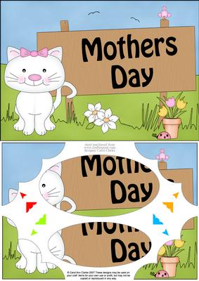 A5 Cute Cat Mothers Day Scallop Corners and Pyramage