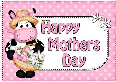 A4 Milly Moo Cow Polka Dots Mothers Day Card Topper