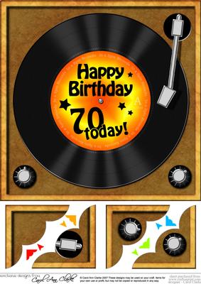8 x 8 70th Birthday Record Scalloped Corner Topper