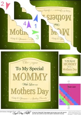 Mothers Day Mommy Champers Label Scallop Corner Side Stacker