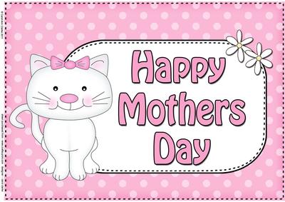 A4 Cute Cat Polka Dots Mothers Day Card Topper