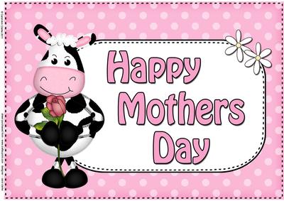 A4 Milly Moo Cow Polka Dots Mothers Day Card Topper