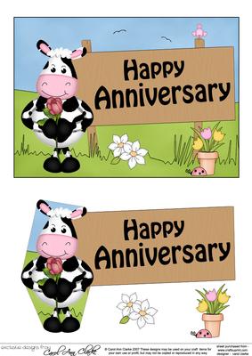 5x7 Milly Moo Cow Anniversary 3D Step by Step Decoupage