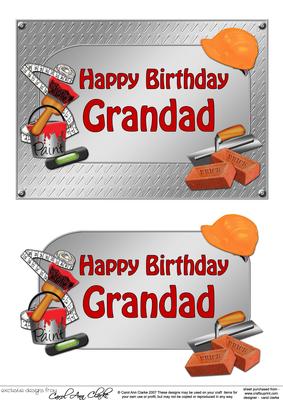 5x7 Birthday Grandad Handyman Tools 3D Decoupage