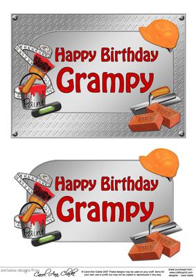 5x7 Birthday Grampy Handyman Tools 3D Decoupage