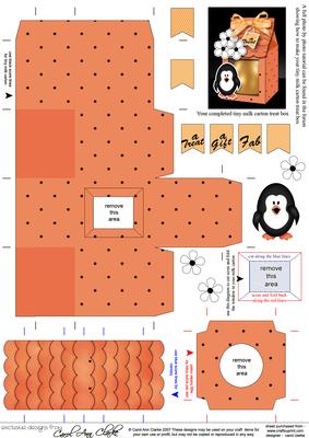 3D Little Penguin Tiny Easter Egg Milk Carton Treat Box