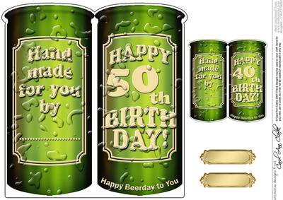 50th Birthday Beer Can Shaped Card