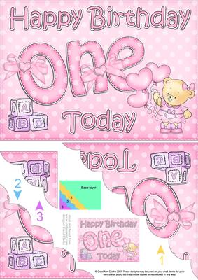 5x7 1st Birthday Teddy Scallop Corner