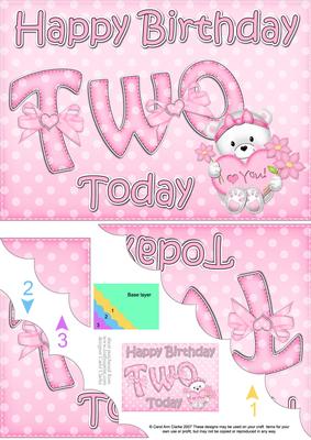 5x7 2nd Birthday Teddy Scallop Corner