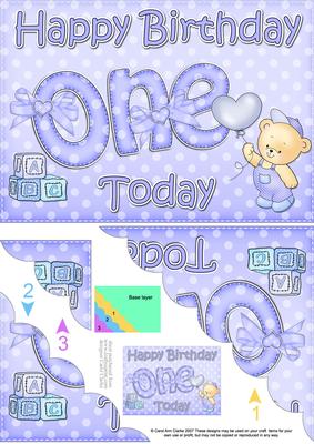 5x7 1st Birthday Teddy Scallop Corner