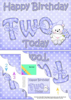 5x7 2nd Birthday Teddy Scallop Corner