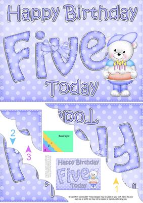 5x7 5th Birthday Teddy Scallop Corner