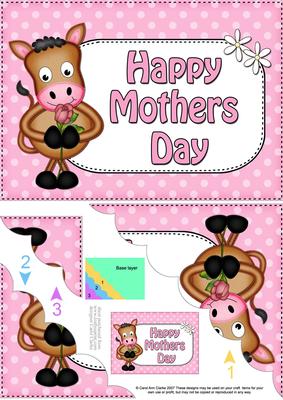 5x7 Gigi Horse Mothers Day Polka Dots Scallop Corner