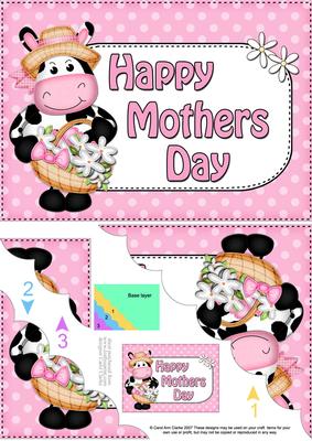 5x7 Milly Moo Cow Mothers Day Polka Dots Scallop Corner