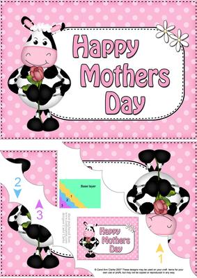 5x7 Milly Moo Cow Mothers Day Polka Dots Scallop Corner