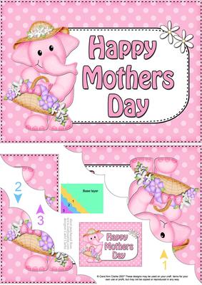 5x7 Lola Elephant Mothers Day Polka Dots Scallop Corner