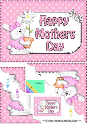 5x7 Little Bunny Mothers Day Polka Dots Scallop Corner
