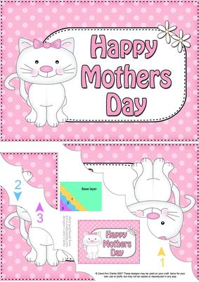 5x7 Cute Cat Mothers Day Polka Dots Scallop Corner