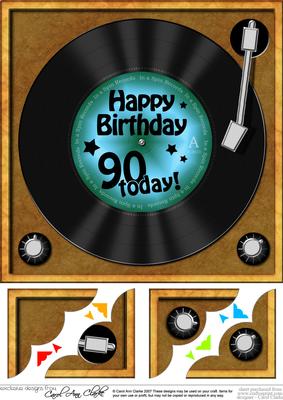 8 x 8 90th Birthday Record Scalloped Corner Topper