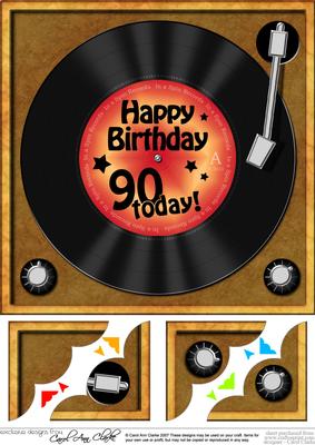 8 x 8 90th Birthday Record Scalloped Corner Topper