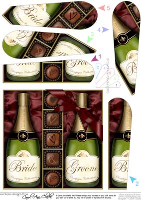Bride & Groom Champers N Chocs Fan Pyramage Topper