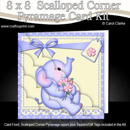 8 x 8 Baby Elephant Lil's Flowers Scalloped Corner Kit