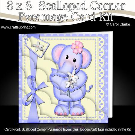 8 x 8 Lola Elephant's Flowers Scalloped Corner Kit
