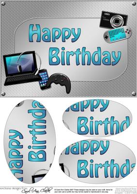 A5 Birthday Gadgets N Gizmos Oval Pyramage Topper