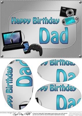 A5 Birthday Dad Gadgets N Gizmos Oval Pyramage Topper