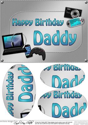 A5 Birthday Daddy Gadgets N Gizmos Oval Pyramage Topper