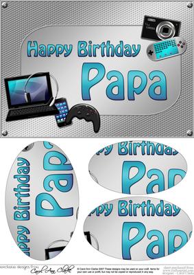 A5 Birthday Papa Gadgets N Gizmos Oval Pyramage Topper