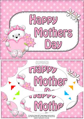 A5 Teddy Tess Mothers Day Dots Scallop Corners & Pyramage