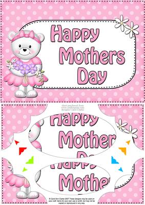 A5 Teddy Tess Mothers Day Dots Scallop Corners & Pyramage