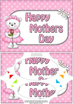 A5 Teddy Tess Mothers Day Dots Scallop Corners & Pyramage