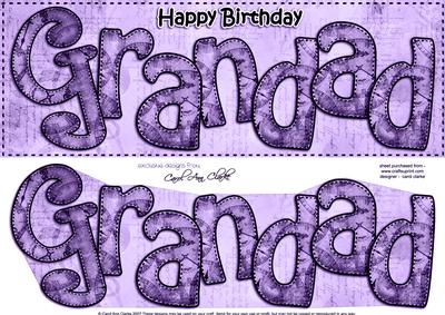Large Dl Birthday Grandad Clocks 3D Decoupage