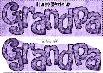 Large Dl Birthday Grandpa Clocks 3D Decoupage