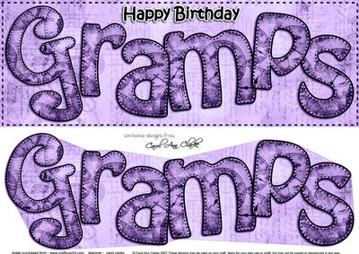 Large Dl Birthday Gramps Clocks 3D Decoupage