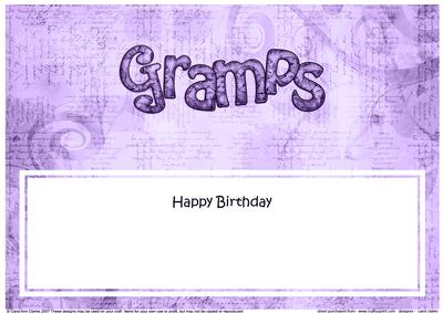 Birthday Gramps Clocks Matching Large Dl Insert