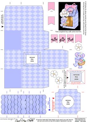 3D Lola Elephant Tiny Easter Egg Milk Carton or Treat Box