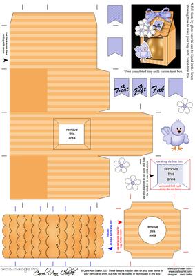 3D Little Birdie Tiny Easter Egg Milk Carton or Treat Box