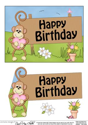 5x7 Chunky Monkey Birthday Easicut 3D Decoupage