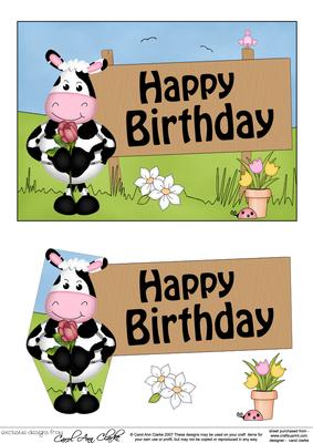 5x7 Milly Moo Cow Birthday Easicut 3D Decoupage