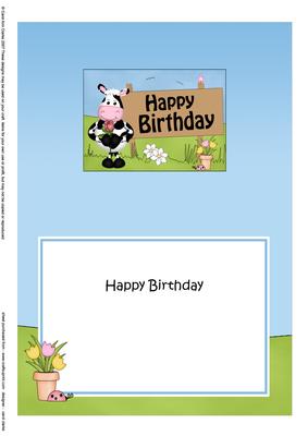 5x7 Milly Moo Cow Birthday Matching Insert
