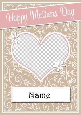 Mothers Day Heart & Swirls Photo Upload Card