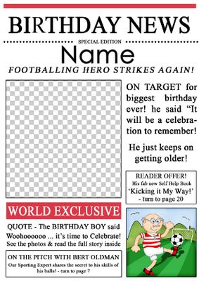 Football News Birthday Photo Upload Card