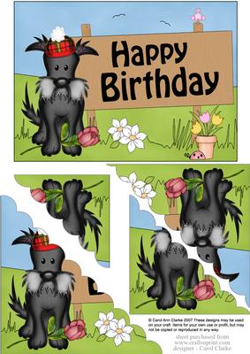 5x7 Scottie Dog Birthday Scallop Corner