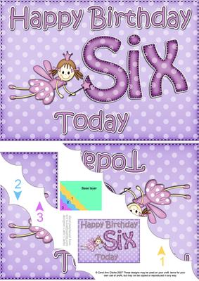 5x7 6th Birthday Fairy Scallop Corner