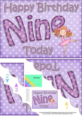 5x7 9th Birthday Girlz Betzi Ballerina Scallop Corner