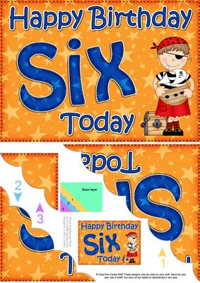 5x7 6th Birthday Boyz Joze Pirate Scallop Corner