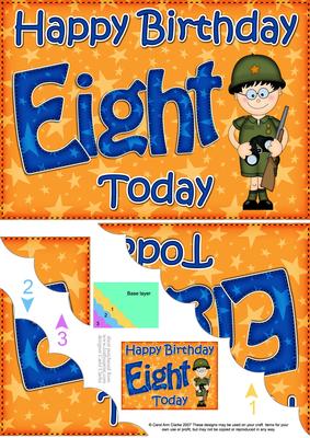 5x7 8th Birthday Boyz General Gazza Scallop Corner